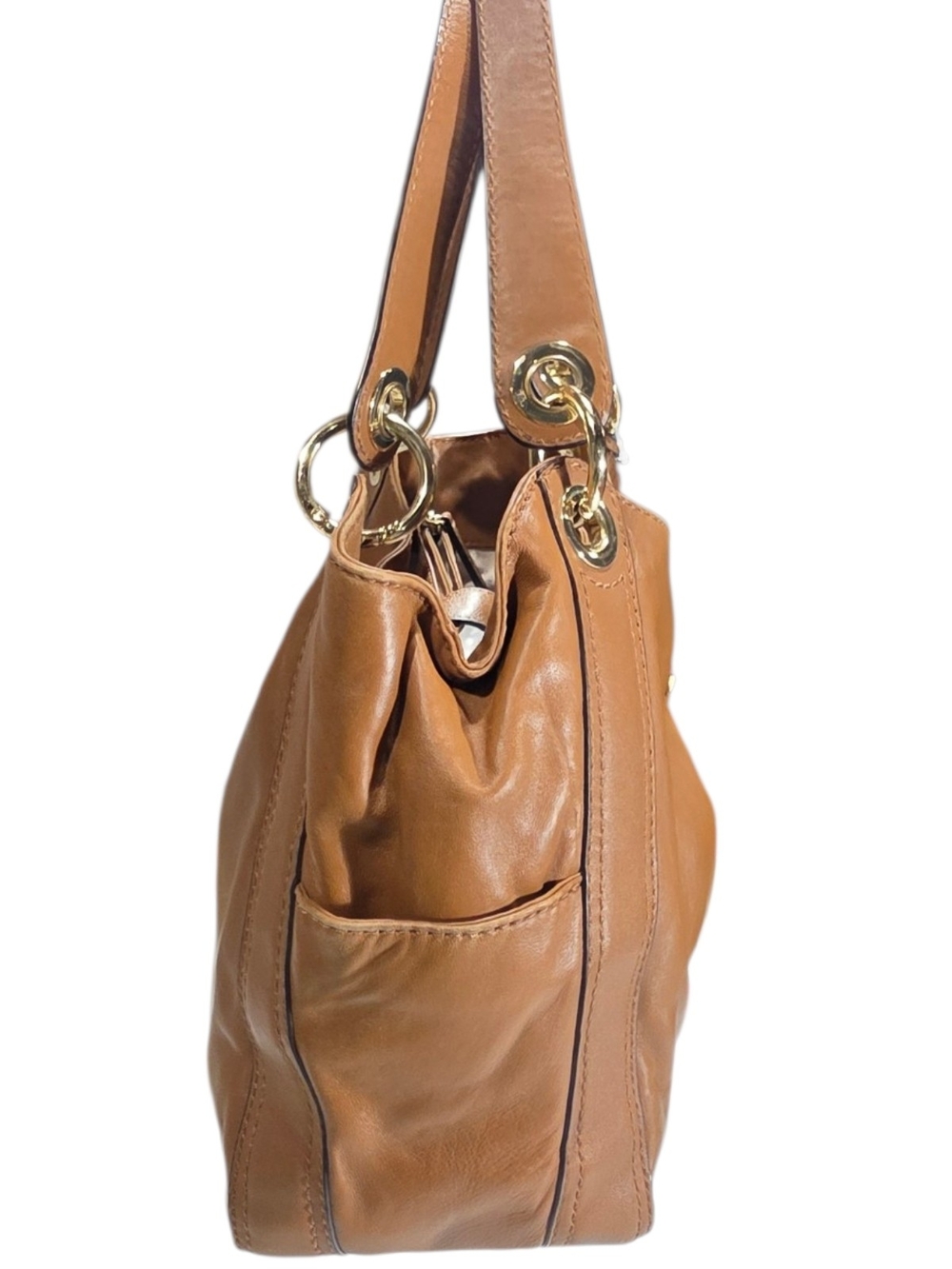 Michael Kors Tan Leather Drawstring Shoulder Bag - Picture 3 of 11